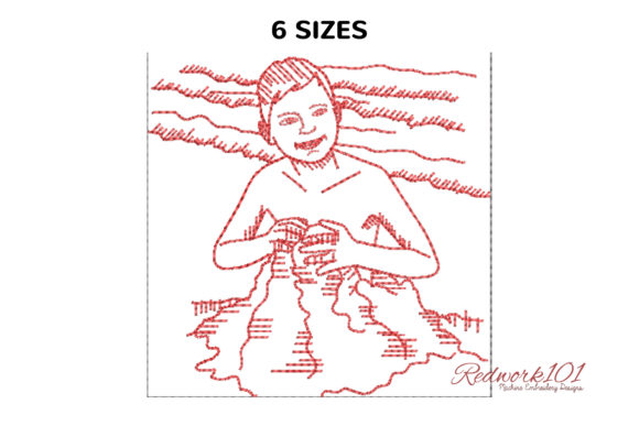 Boy Building Sand Castle Embroidery