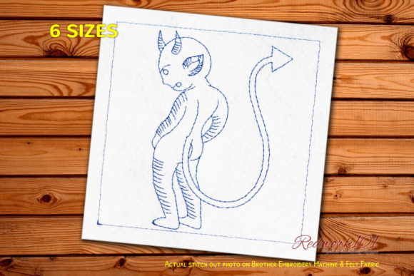 Devil with Tail Redwork Review