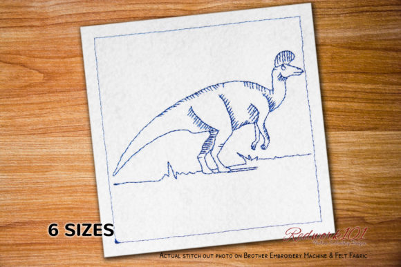 Lambeosaurus Dinosaurs Redwork Embroidery